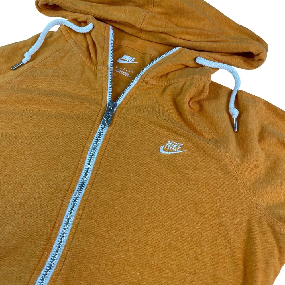 Nike Women’s Full Zip Mustard Yellow Drawstring Hoodie Sweater Size Medium - Picture 2 of 6